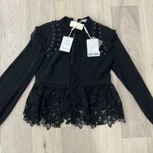 Self portrait beautiful black lace blouse! New with tags!